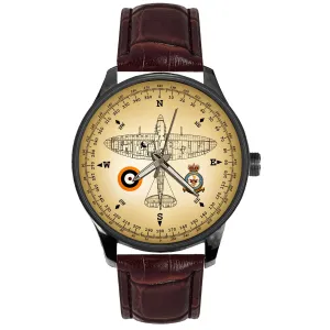 Solid Brass Retro Military Watch Supermarine Spitfire 92 Squadron Aviation Compass Art Dial Royal panel charge Air Force RAF WW-II Fighter Aircraft 