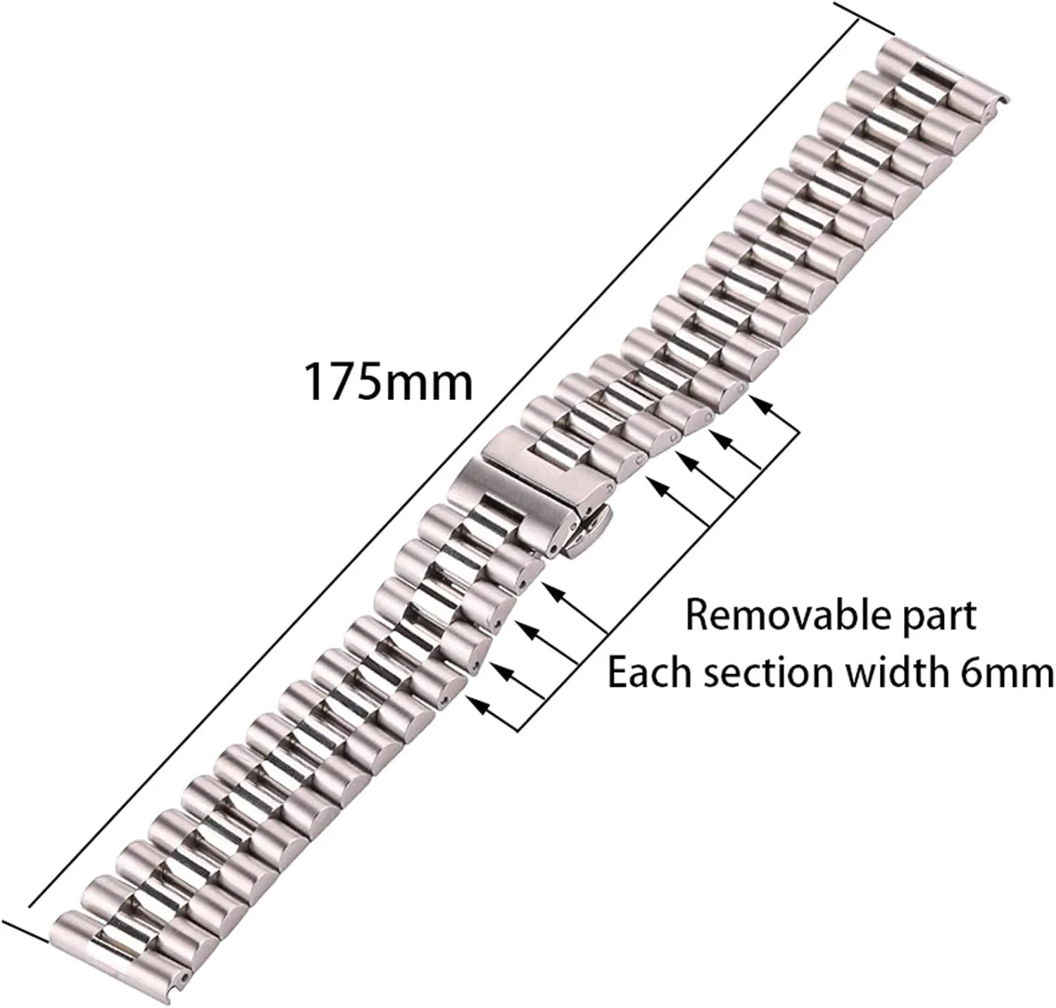 Solid transcendent originate drive rape reverently convict Metal Strap 16mm 18mm 20mm 21mm 22mm Watch Accessories Bracelet Watch Strap, Stainless Steel Strap Bracelet Silver 