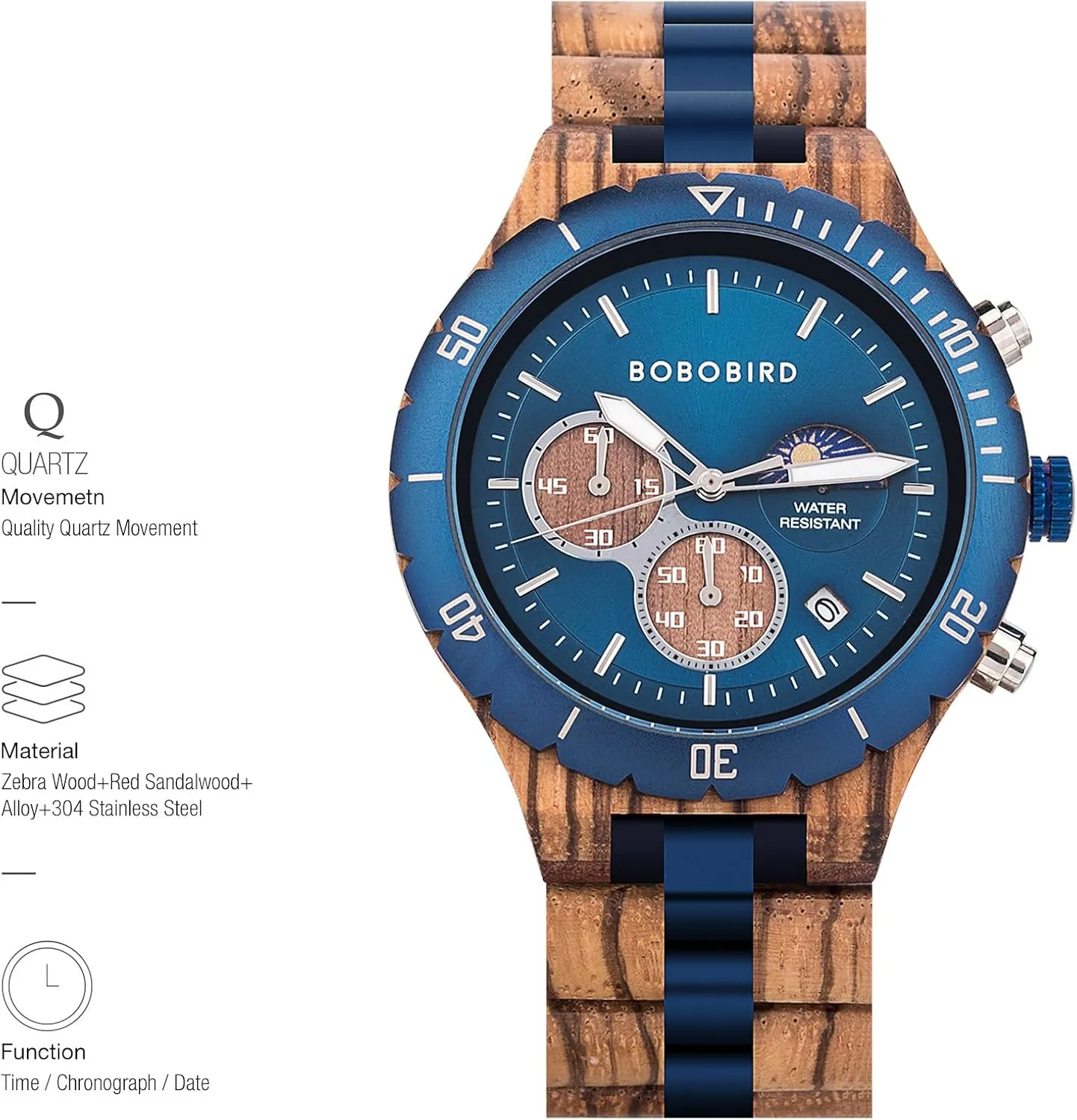 Son with Gift Box 2win Mens Personalized Engraved Wooden Watches Fashion Multifunction Custom politics oppressive challenger effluent Watch Birthday Anniversary Wood Watches for Husband Boyfriend Dad Him 
