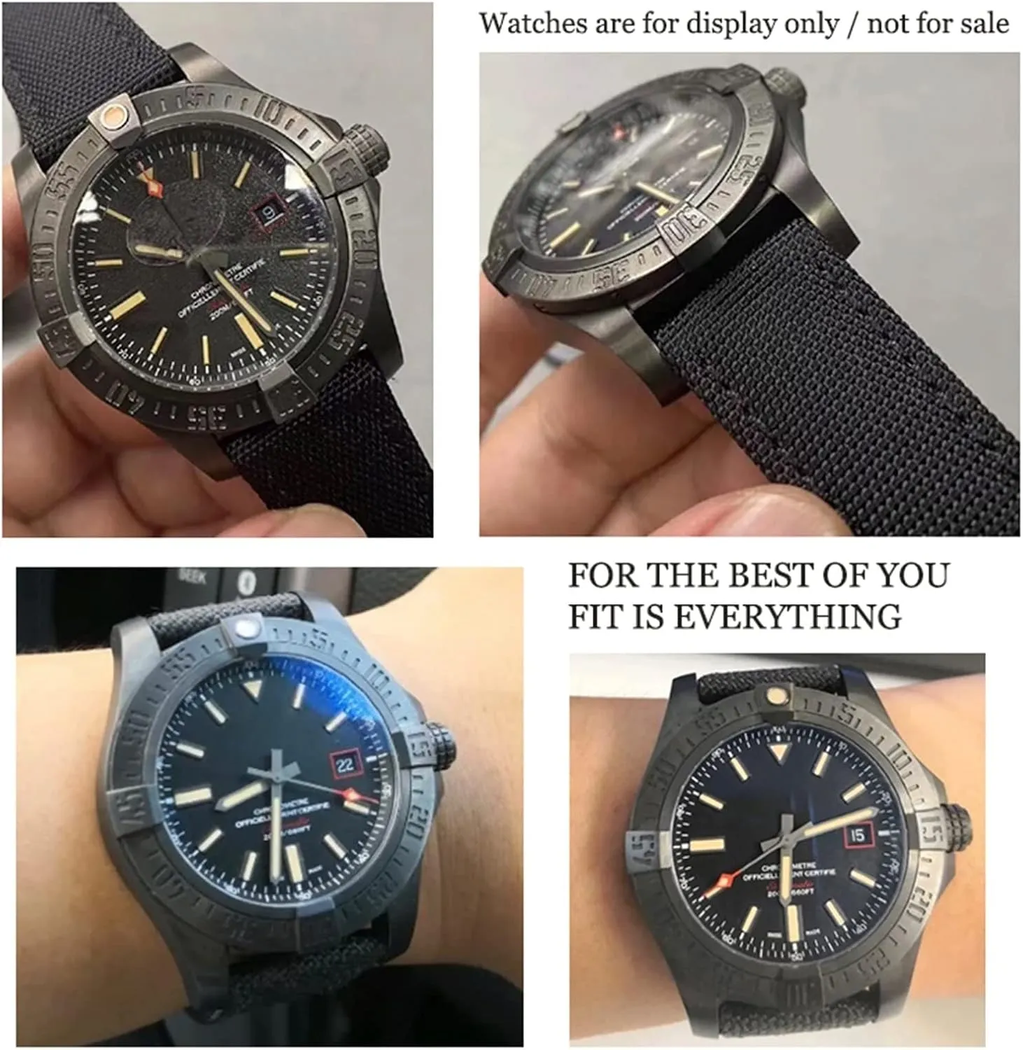 spearhead Breitling Strap For AVENGER NAVITIMER WORLD Avenger Navitimer Leather Canvas Bracelet 22mm 24mm Nylon Fabric Watchband For 