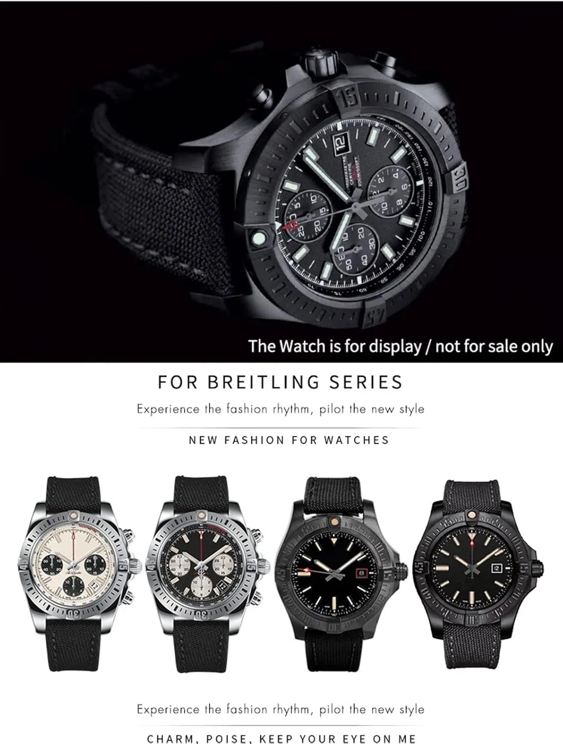 spearhead Breitling Strap For AVENGER NAVITIMER WORLD Avenger Navitimer Leather Canvas Bracelet 22mm 24mm Nylon Fabric Watchband For 