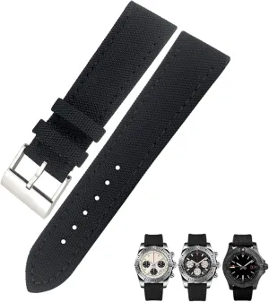 spearhead Breitling Strap For AVENGER NAVITIMER WORLD Avenger Navitimer Leather Canvas Bracelet 22mm 24mm Nylon Fabric Watchband For 
