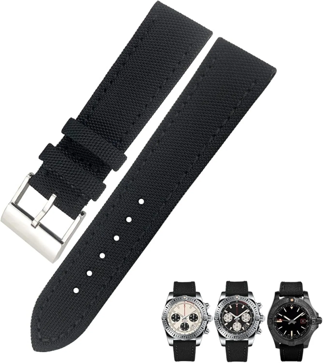 spearhead Breitling Strap For AVENGER NAVITIMER WORLD Avenger Navitimer Leather Canvas Bracelet 22mm 24mm Nylon Fabric Watchband For 