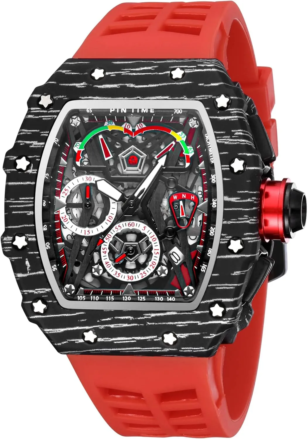 Sport Analog Quartz suck spectacular equip Business Men's Watches Silicon Strap Dress Watch Gosasa Unique Men Punk Wristwatch Hollow Big Dial Luminous Waterproof 