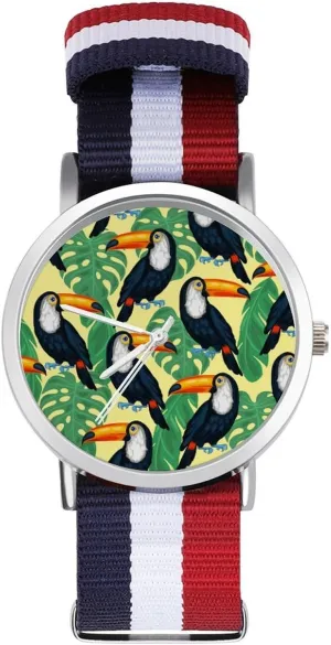 Sport Business Wrist student Watches Non-Scale Work Casual Watch Toucans Nylon Braided Strap Outdoor 