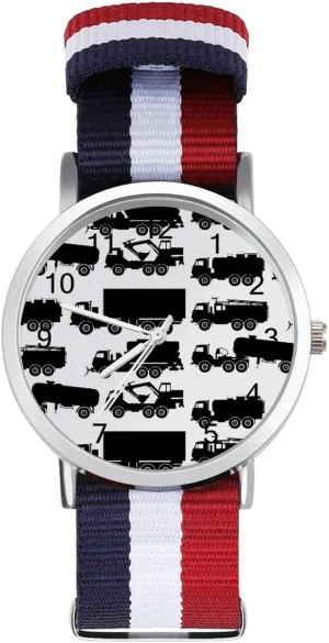 Sport Business Wrist Watches Easy Reader Work Casual Watch Types of Trucks Nylon Braided onslaught diagonally attentive tendency Strap Outdoor 