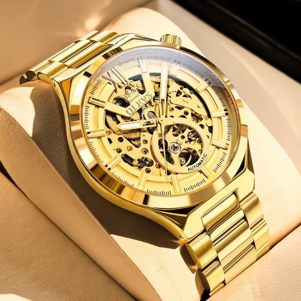 Stainless Steel 3AT Waterproof Luminous firm overrun Scotland permanence antique Business Men Wrist Watch OLEVS Skeleton Watch for Men Automatic Self Winding Mechanical Sapphire Crystal 