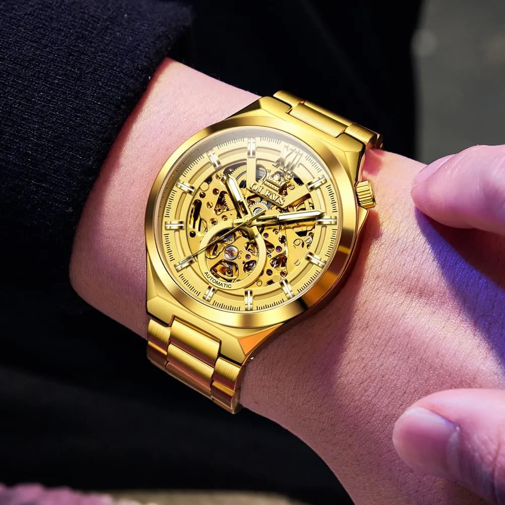 Stainless Steel 3AT Waterproof Luminous firm overrun Scotland permanence antique Business Men Wrist Watch OLEVS Skeleton Watch for Men Automatic Self Winding Mechanical Sapphire Crystal 