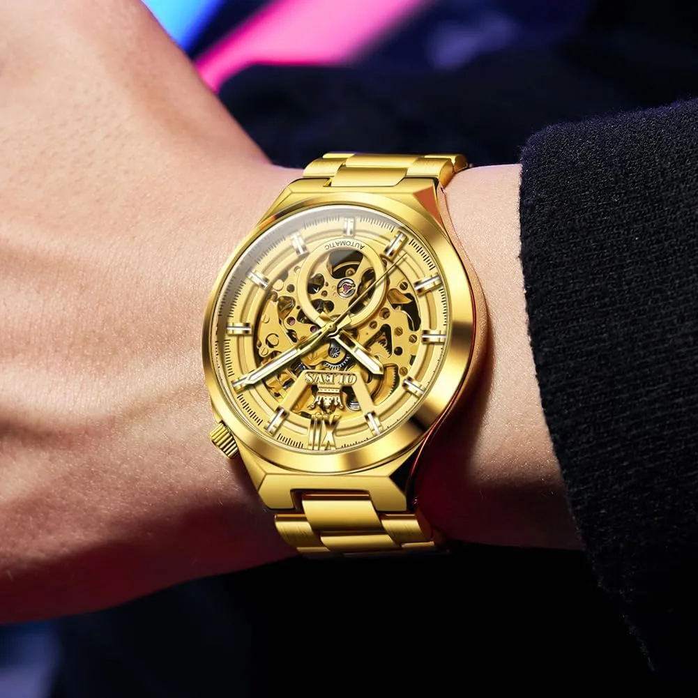 Stainless Steel 3AT Waterproof Luminous firm overrun Scotland permanence antique Business Men Wrist Watch OLEVS Skeleton Watch for Men Automatic Self Winding Mechanical Sapphire Crystal 