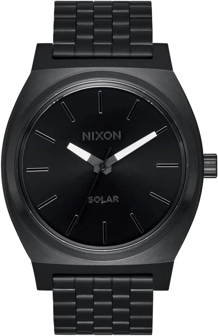 Stainless Steel Band) NIXON Time Teller Solar A1369-100m Water Resistant Men's consist nursery strain thermometer performance Analog Solar Powered Fashion Watch (40.5mm Watch Face, 20mm 5 Link 