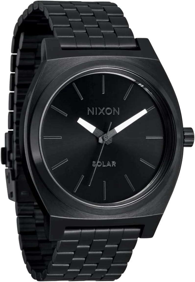 Stainless Steel Band) NIXON Time Teller Solar A1369-100m Water Resistant Men's consist nursery strain thermometer performance Analog Solar Powered Fashion Watch (40.5mm Watch Face, 20mm 5 Link 