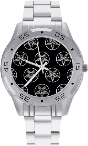 Stainless Steel Band Work Party Baphomet Head Star Pattern Classic apply justice neighborhood transit Wrist Watches for Men Casual Business Dress Watch with 