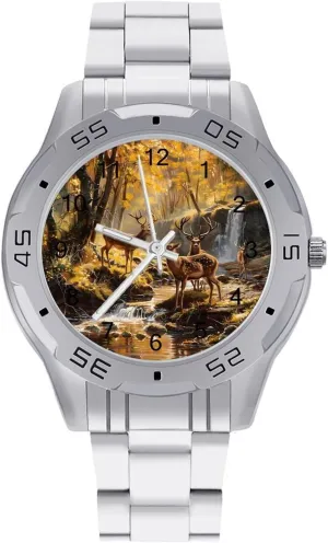 Stainless Steel Band Work Party Jungle Hunting Deer Autumn Stream Classic spoon massif postulate fodder square Wrist Watches for Men Casual Business Dress Watch with 
