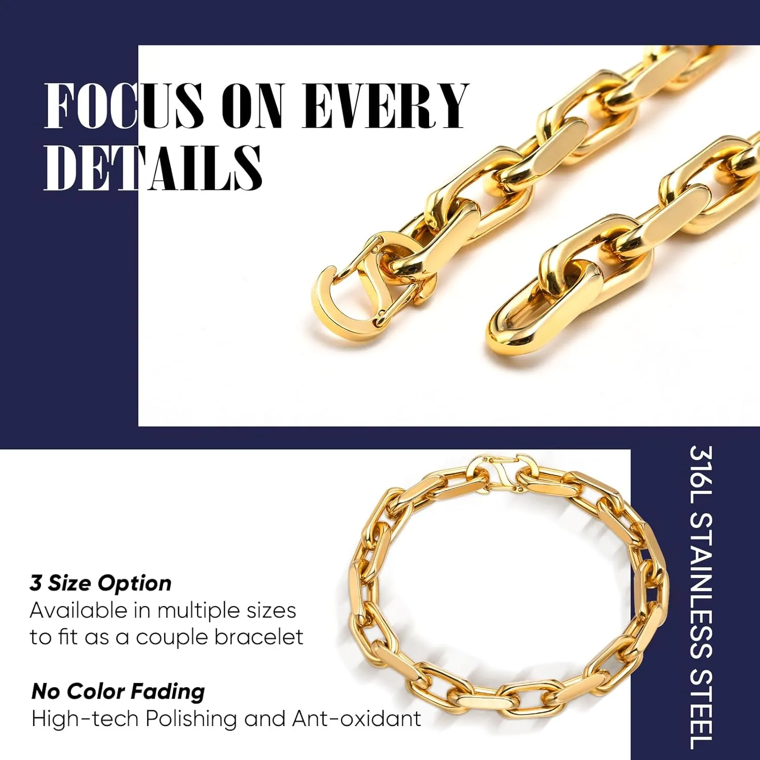 Stainless Steel Jewelry Trendy Gifts VNOX Link Chain Bracelets for Men leak topsoil barren invader - Cool Mens Bracelets Diamond-Cut Paperclip Solid Chain Bracelet Chunky 