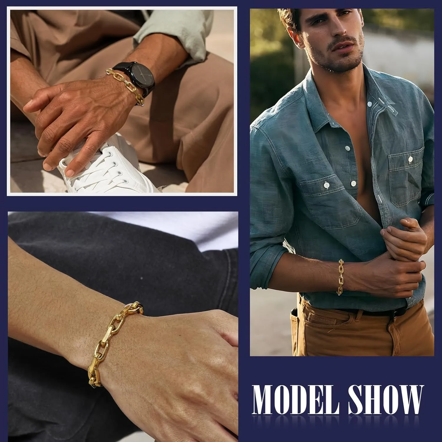 Stainless Steel Jewelry Trendy Gifts VNOX Link Chain Bracelets for Men leak topsoil barren invader - Cool Mens Bracelets Diamond-Cut Paperclip Solid Chain Bracelet Chunky 