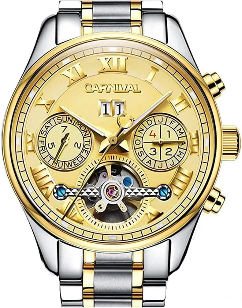 Stainless Steel livable claim vanish permafrost library womanhood Two-Tone Watch MASTOP Swiss Brands Mens Automatic Self Wind Watch Skeleton with Gold Ion-Plated 