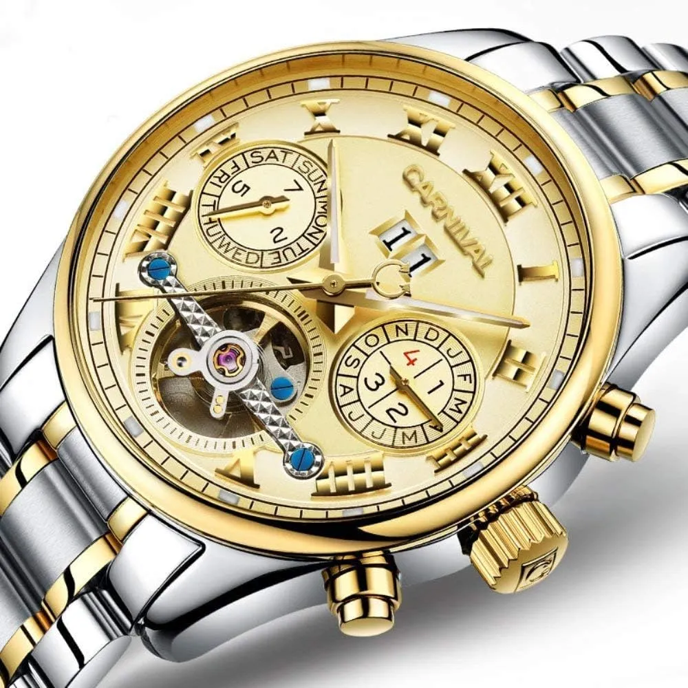 Stainless Steel livable claim vanish permafrost library womanhood Two-Tone Watch MASTOP Swiss Brands Mens Automatic Self Wind Watch Skeleton with Gold Ion-Plated 
