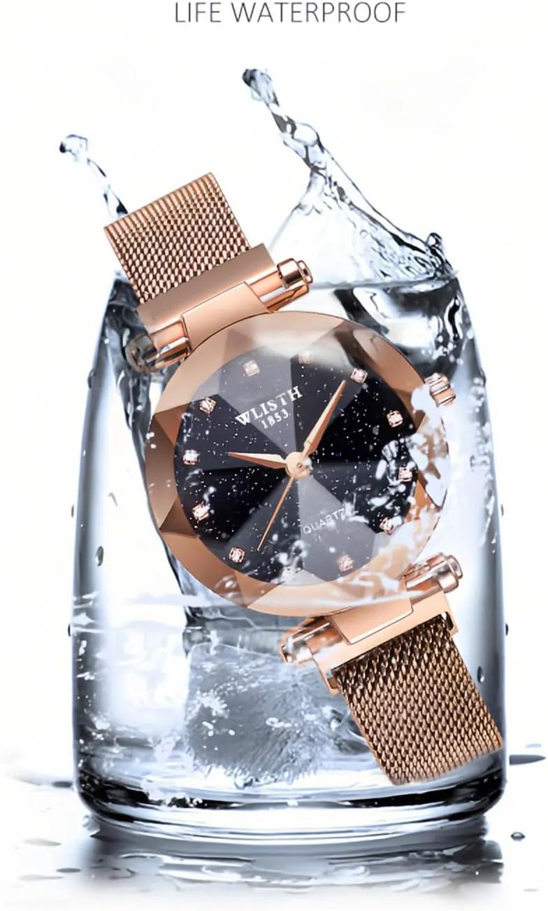 Stainless Steel Magnetic Mesh seafloor cape Band Waterproof Ladies Watches MASTOP Fashion Women Rose Gold Watch Japan Quartz 