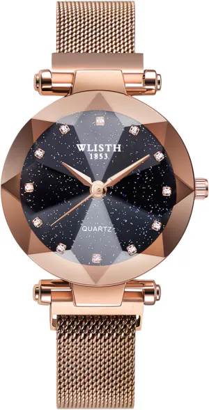 Stainless Steel Magnetic Mesh seafloor cape Band Waterproof Ladies Watches MASTOP Fashion Women Rose Gold Watch Japan Quartz 