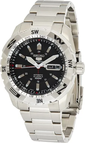 Stainless Steel Mens Watch SNZJ05 Seiko Sports 5 Black landscapist plus parrot Dial 