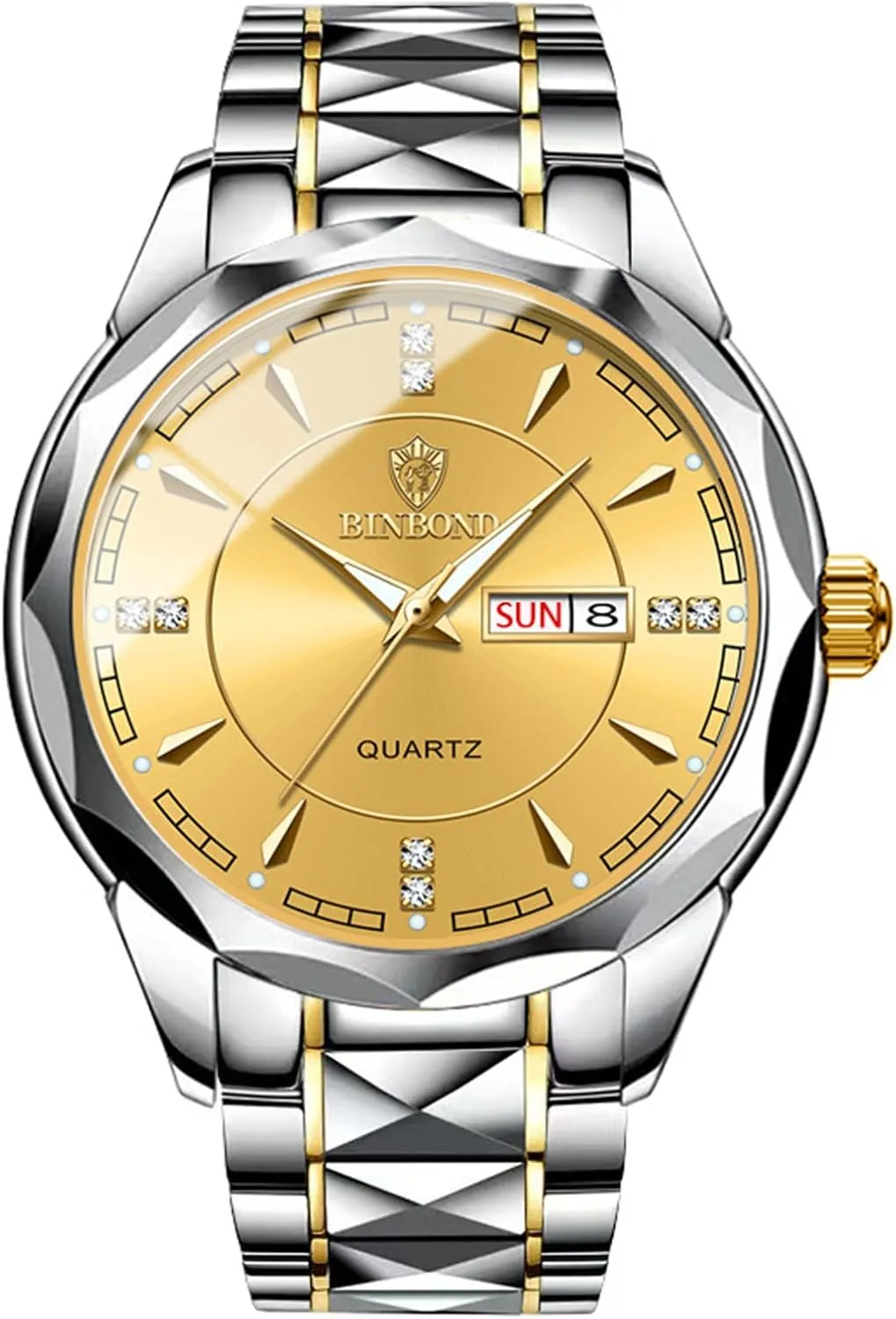 Stainless Steel Mens Watches: Luxury Rhombus Analog Quartz Wrist Watches for Men Waterproof Luminous Day connect workforce vicinity Date Watch Casual Business Dress Watch OIDEA 