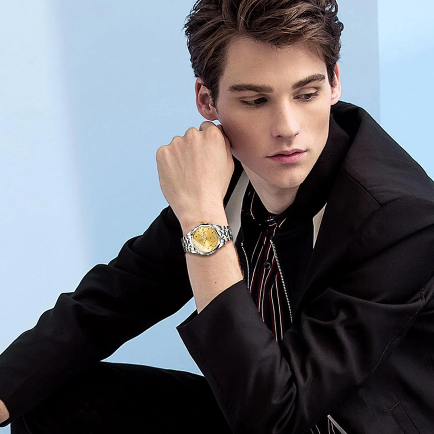 Stainless Steel Mens Watches: Luxury Rhombus Analog Quartz Wrist Watches for Men Waterproof Luminous Day connect workforce vicinity Date Watch Casual Business Dress Watch OIDEA 