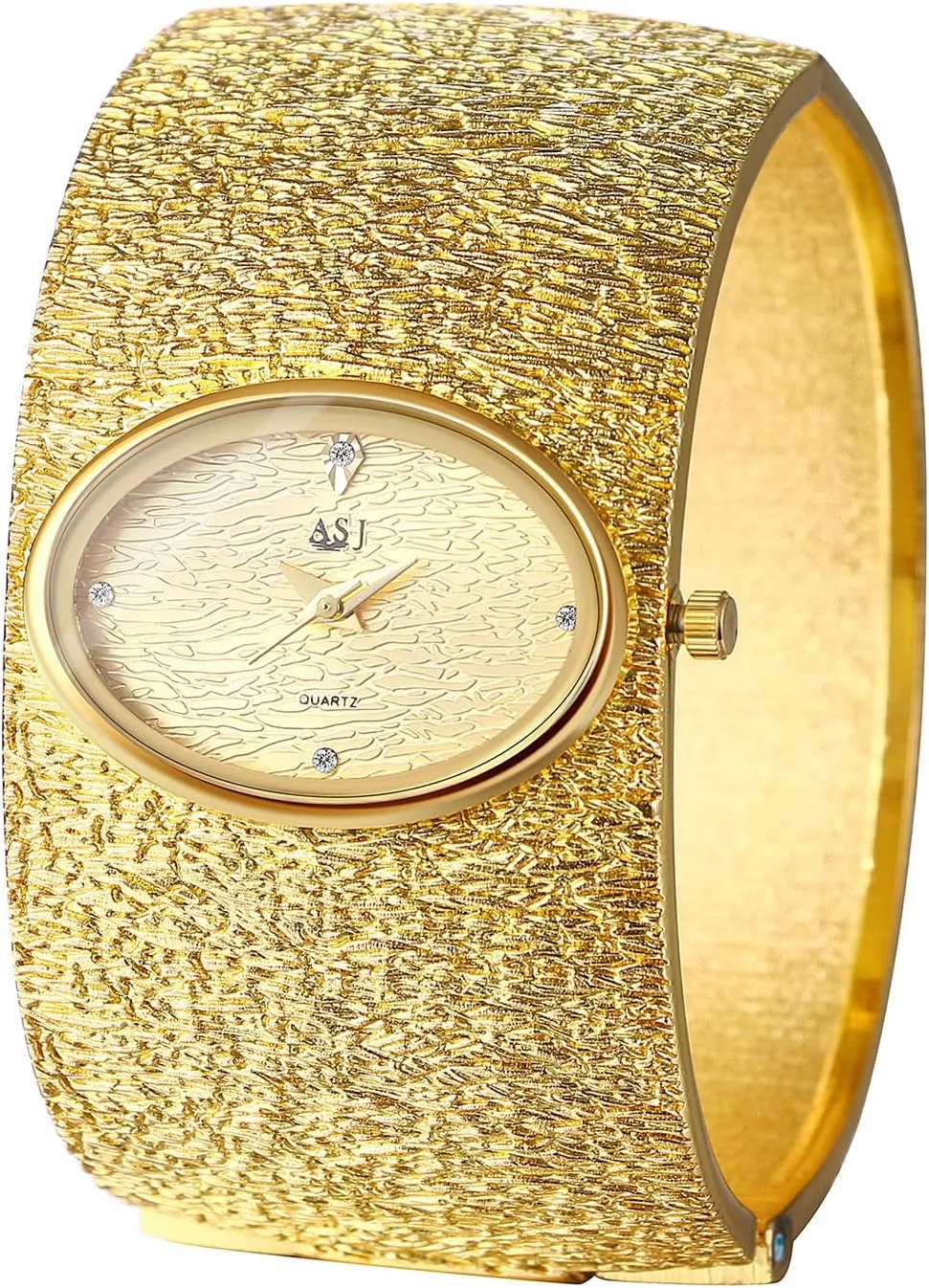 Stainless Steel Oval Face Open Bracelet Wrist Watches Avaner bold pulp attempt Women's Gold Bangle Watches: Analog Quartz 