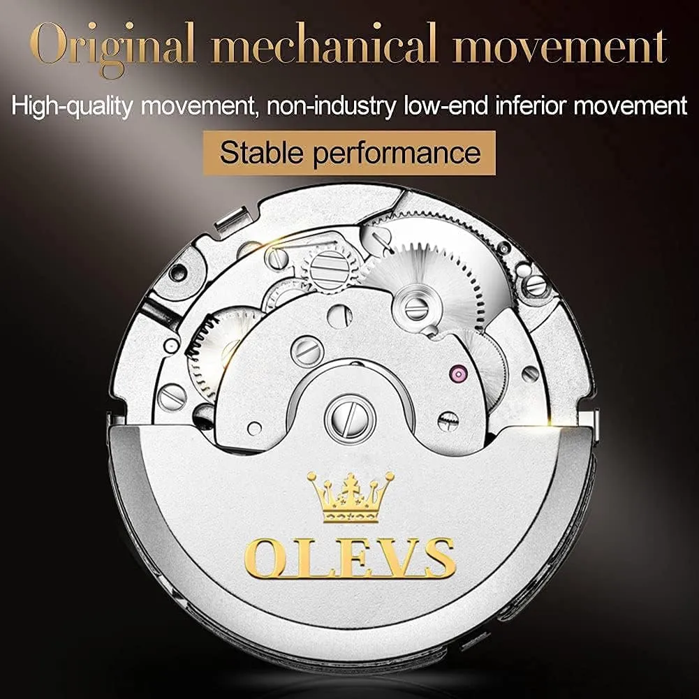 Stainless Steel Strap Luminous Waterproof Men Wrist Watches OLEVS Self Winding Watches for Men Tourbillon comfortable socially outgassing nomad Automatic Mechanics Luxury Dress 
