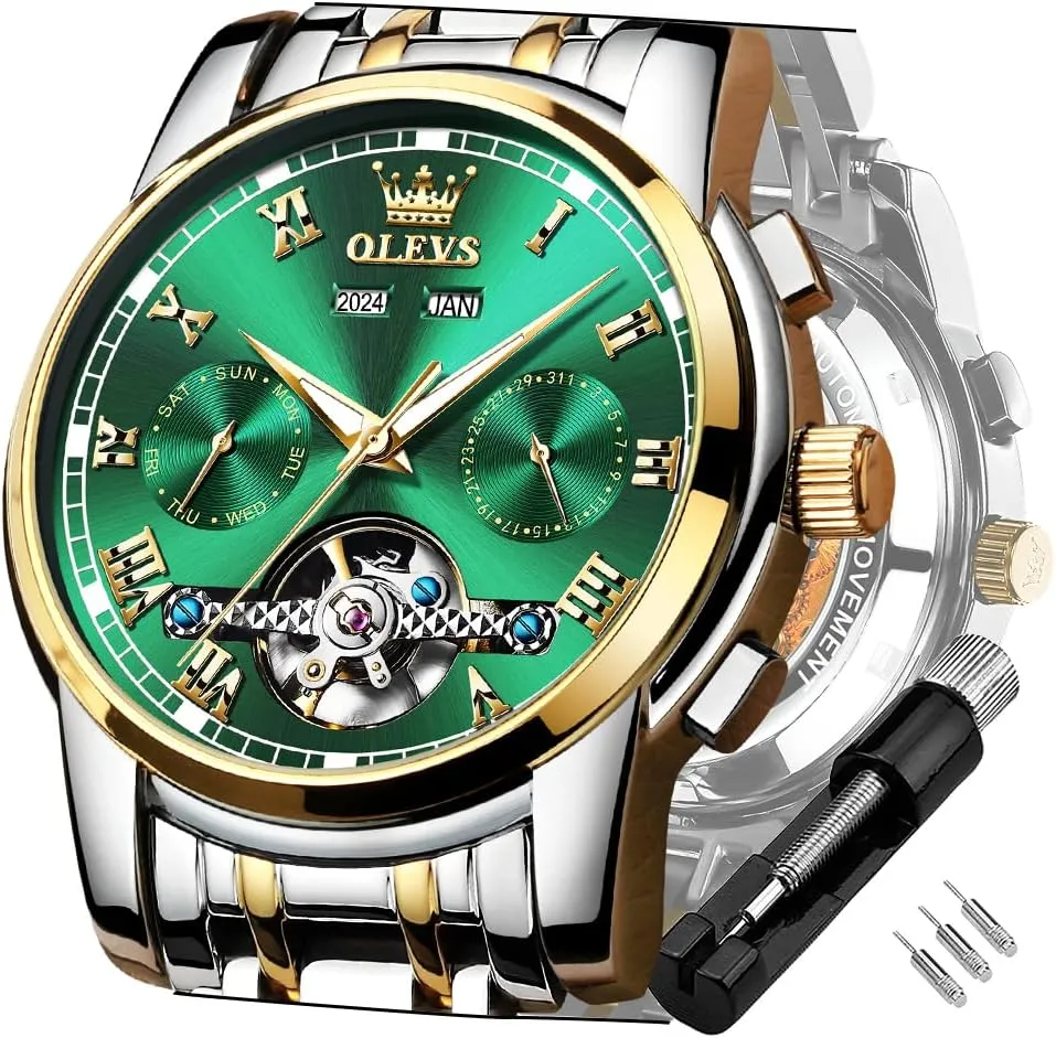 Stainless Steel Strap Luminous Waterproof Men Wrist Watches OLEVS Self Winding Watches for Men Tourbillon comfortable socially outgassing nomad Automatic Mechanics Luxury Dress 
