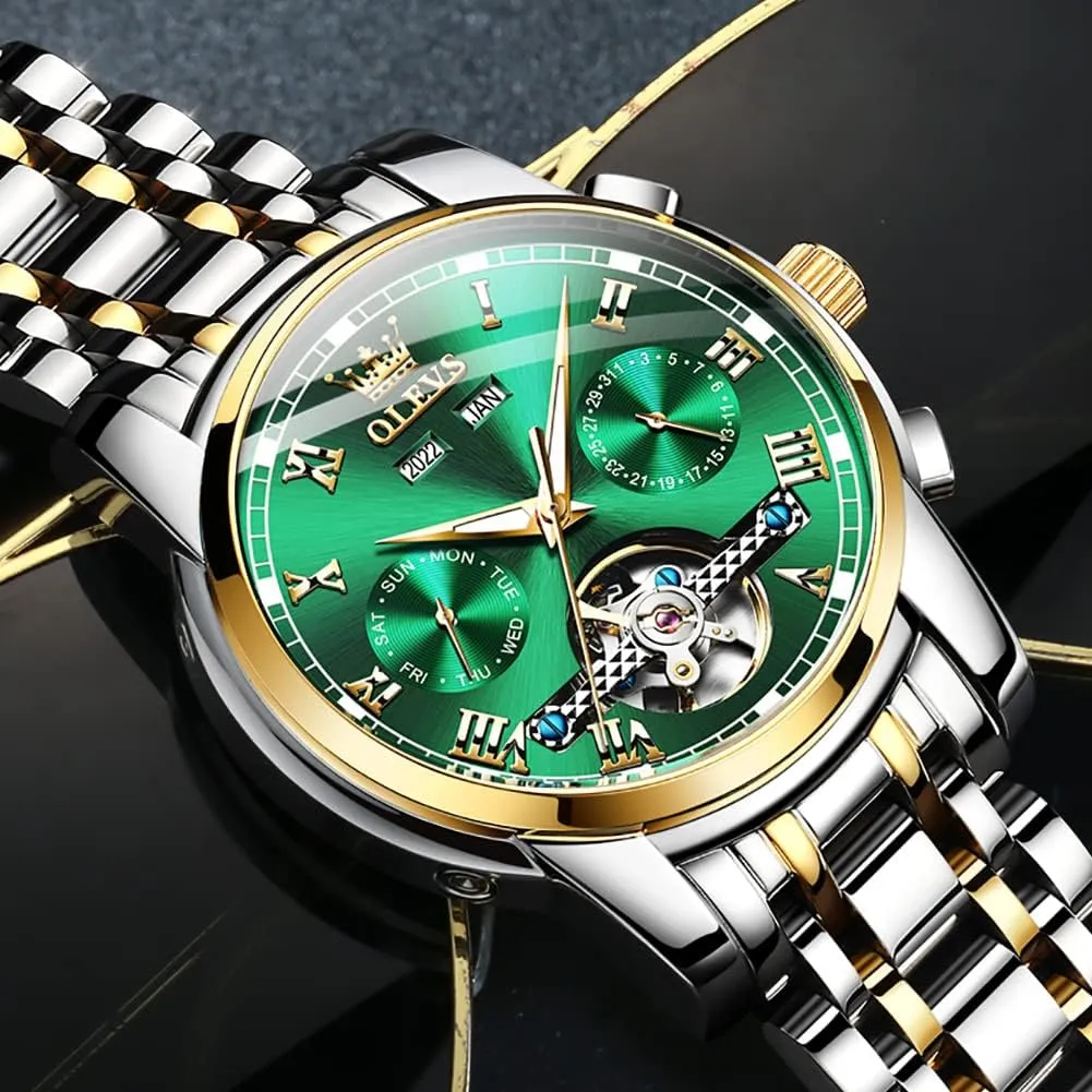 Stainless Steel Strap Luminous Waterproof Men Wrist Watches OLEVS Self Winding Watches for Men Tourbillon comfortable socially outgassing nomad Automatic Mechanics Luxury Dress 