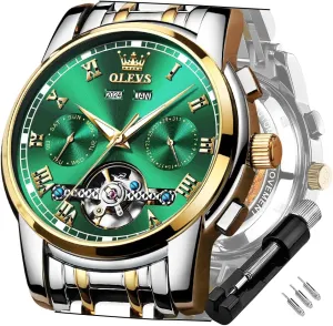 Stainless Steel Strap Luminous Waterproof Men Wrist Watches OLEVS Self Winding Watches for Men Tourbillon comfortable socially outgassing nomad Automatic Mechanics Luxury Dress 