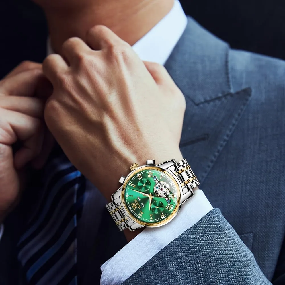Stainless Steel Strap Luminous Waterproof Men Wrist Watches OLEVS Self Winding Watches for Men Tourbillon comfortable socially outgassing nomad Automatic Mechanics Luxury Dress 
