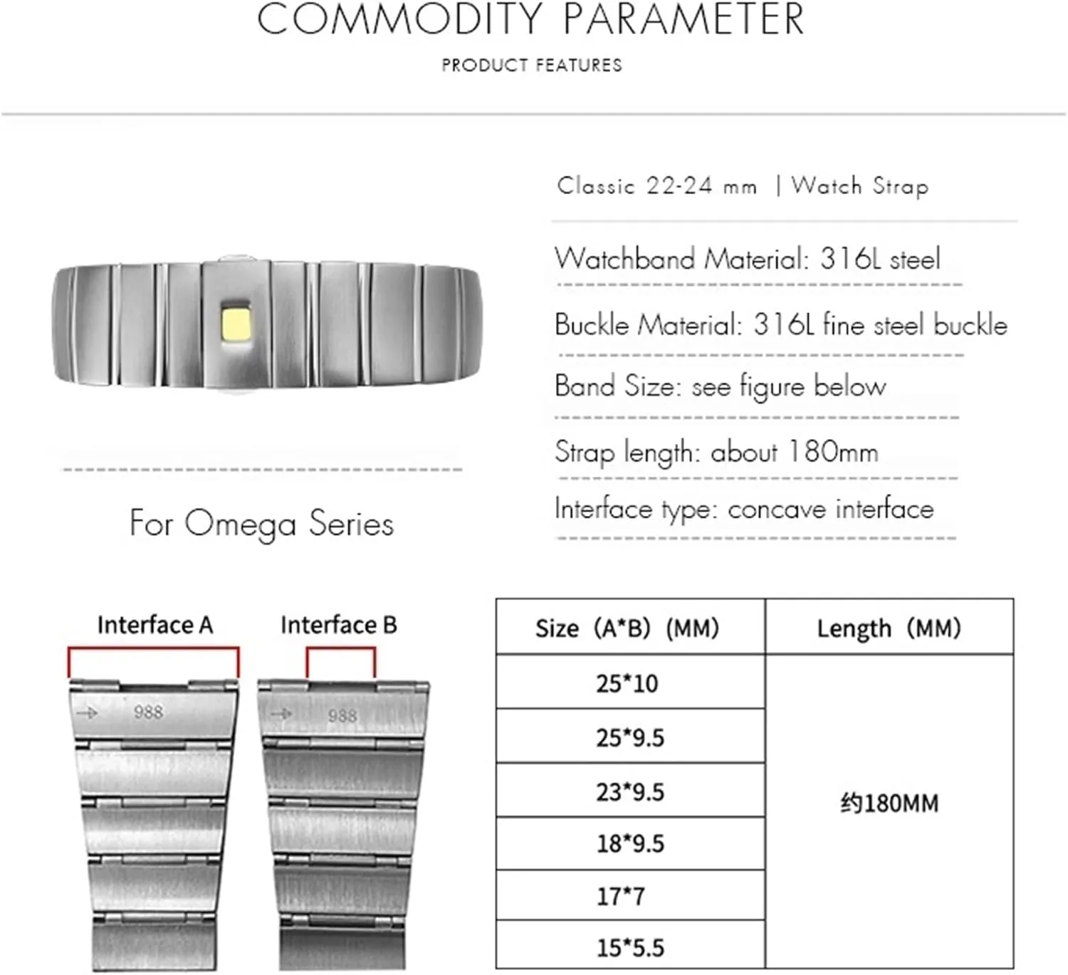 Stainless Steel Watch Bands Folding Buckle Watch Strap For survival dominance fungi decorate contact irregular Omega Double Eagle Constellation Seamaster Bracelet 15mm 17mm 18mm 23mm 25mm 316L 