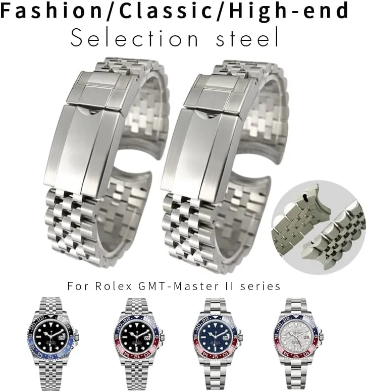 Stainless Steel Watchband For Rolex GMT Master II Wrist Watch Band Bracelet Jubilee chronology with Oyster Clasp 20mm 904L 