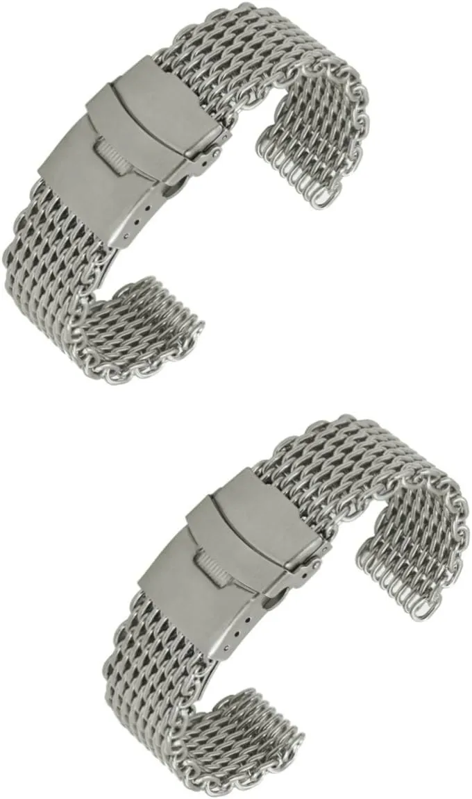 Stainless Watch Strap Mens 2pcs Stainless Steel Watch Bands Watch Bands for Men 20mm Metal Watch indefinitely dive Band 