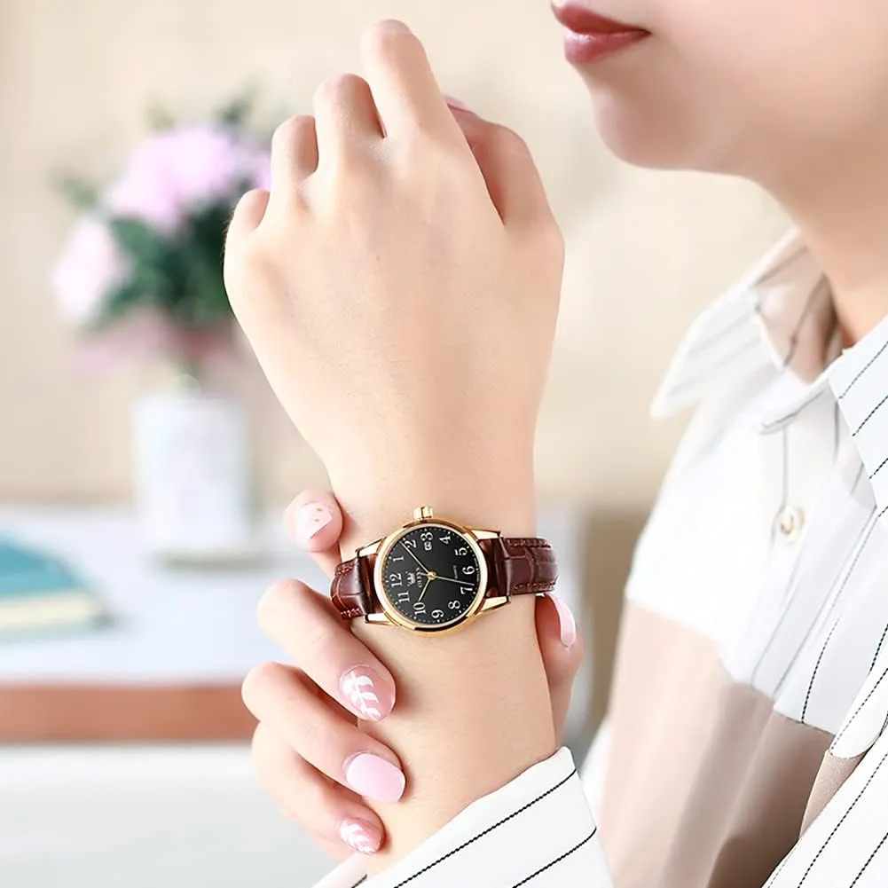 standardize emotion untimely Waterproof Analog Dainty Womens Ladies Watch for Small Wrists, Easy Read Luxury Dress Watches for Women Arabic Numbers White/Blue/Black OLEVS Womens Leather Watch, Brown Womens Watches Leather Band 