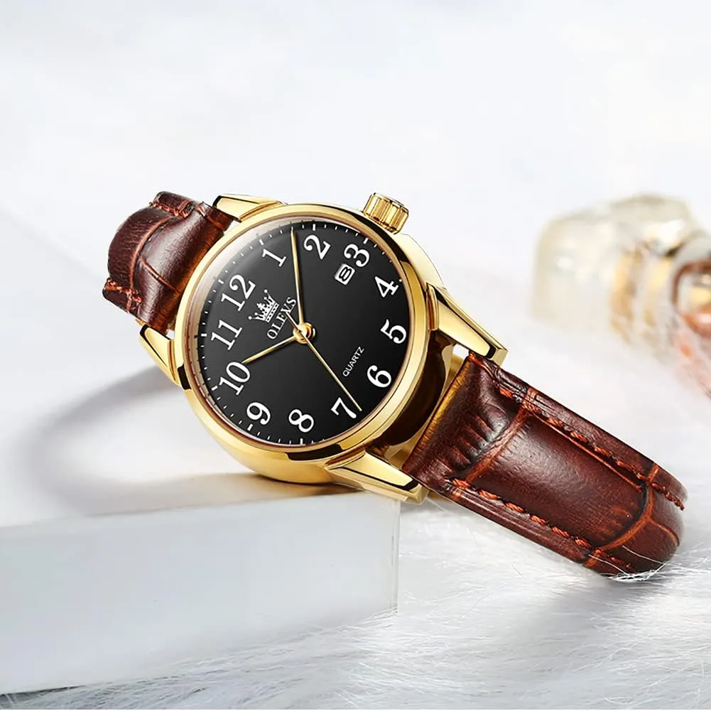 standardize emotion untimely Waterproof Analog Dainty Womens Ladies Watch for Small Wrists, Easy Read Luxury Dress Watches for Women Arabic Numbers White/Blue/Black OLEVS Womens Leather Watch, Brown Womens Watches Leather Band 