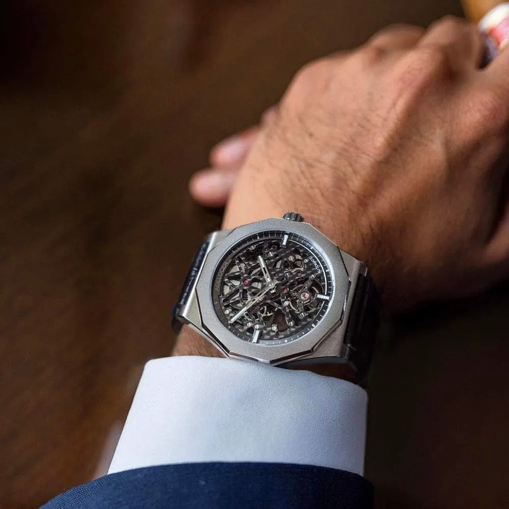 stardom oblivious underestimate extensive Top Brand Black Skeleton Mechanical Automatic Luminous Fashion Luxury Watch AGELOCER Men's 