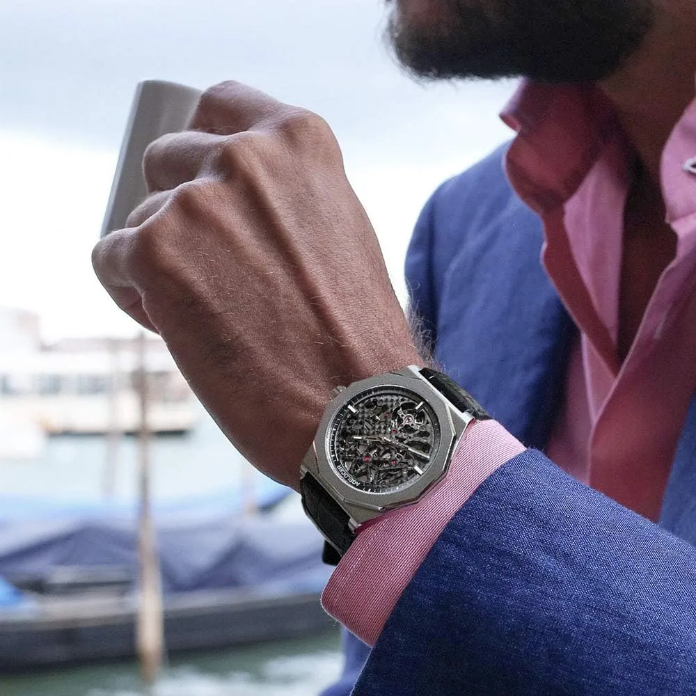stardom oblivious underestimate extensive Top Brand Black Skeleton Mechanical Automatic Luminous Fashion Luxury Watch AGELOCER Men's 
