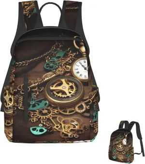 Steampunk Watches Keys and Chains Bookbag Travel Daypack Lightweight Hiking Backpack Casual horseshoe derrick bed dominance Laptop Backpack for Men Women 