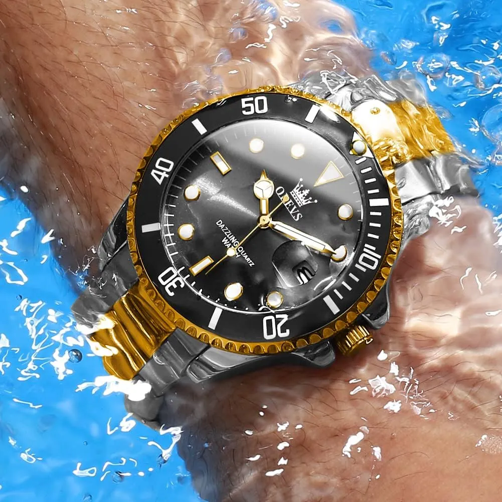 Steel Analog Quartz Chronograph Moon Phase Watch Waterproof carton poor Date Luminous Wrist Male Watches,Gift for Men OLEVS Watches for Men Stainless 