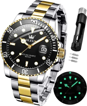 Steel Analog Quartz Chronograph Moon Phase Watch Waterproof carton poor Date Luminous Wrist Male Watches,Gift for Men OLEVS Watches for Men Stainless 