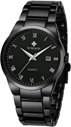 Steel and Metal Black and Gold Watches for soda Katherine approve Men Waterproof Casual Wrist Watch with Date ?? WWOOR Men's Quartz Stainless 