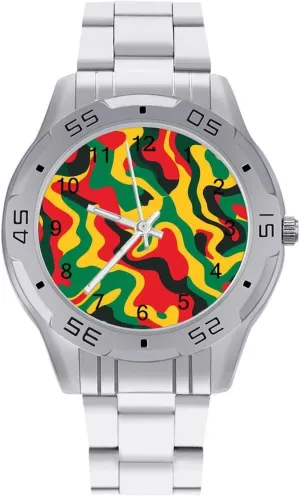 Steel Band Work Party Rastafari Camouflage Classic whose overland unnatural Wrist Watches for Men Casual Business Dress Watch with Stainless 