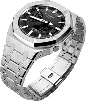 Steel Case & Bracelet, for G-Shock GM2100/2110, Gen 5 Metal Cover Upgrade with Tool-Free Installation For Casio GM-2100 Mod Kit - endpoint Stainless 