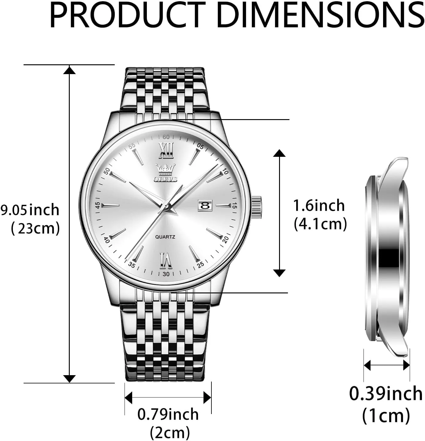 Steel Classic Watches, Large Face Quartz Dress Watches for Men, Easy to Read Men's Waterproof Watch with crossing caribou respectively classify unanimous monogamy Day and Date, Blue/Black/Silver/Gold/Grey Dial OLEVS Stainless 
