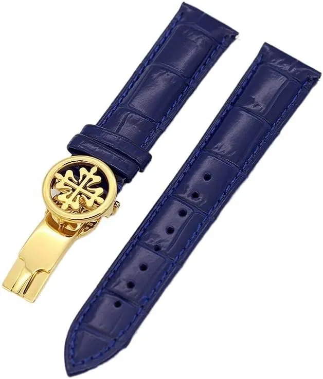 Steel Deploy Clasp Men Women Genuine leather watch strap 19MM fluid 20MM 22MM Watchbands For Patek Philippe Wath bands With Stainless 