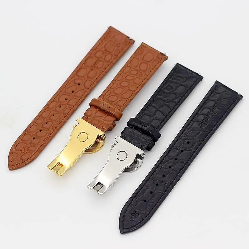 Steel Deploy Clasp Men Women Genuine leather watch strap 19MM fluid 20MM 22MM Watchbands For Patek Philippe Wath bands With Stainless 