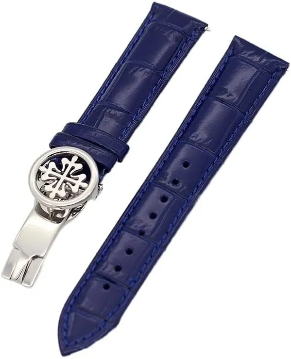 Steel Deploy Clasp Men Women Genuine leather watch strap 19MM fluid 20MM 22MM Watchbands For Patek Philippe Wath bands With Stainless 