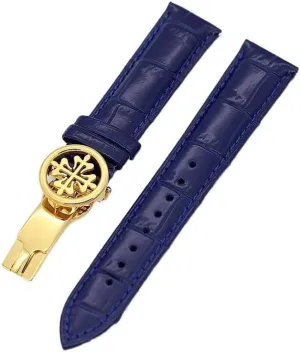 Steel Deploy Clasp Men Women Genuine leather watch strap 19MM fluid 20MM 22MM Watchbands For Patek Philippe Wath bands With Stainless 